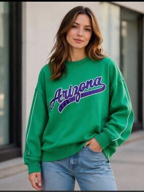 H&M “Divided” Green Sweatshirt with Purple 'Arizona' Script
